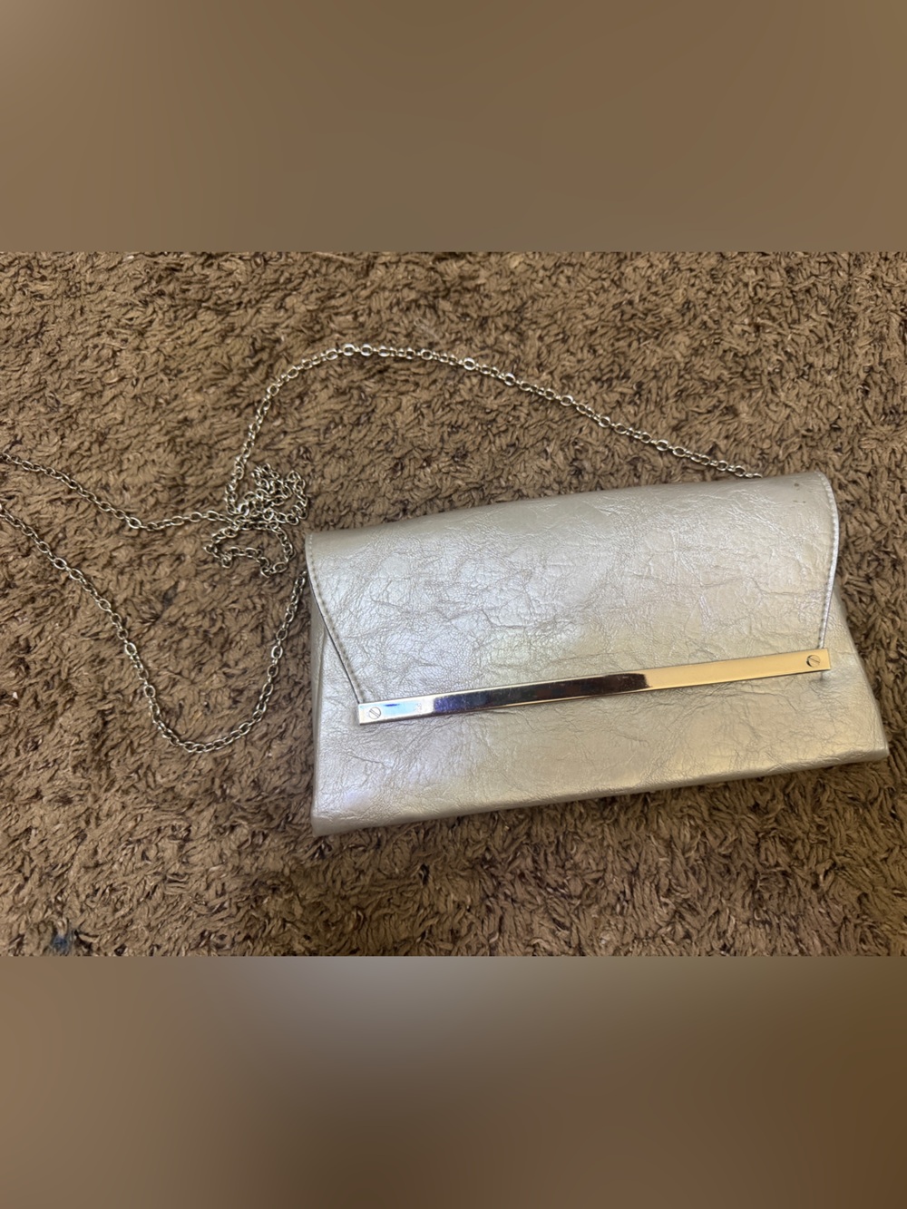Vintage limited too Silver Metallic Envelope Clutch with Chain Strap